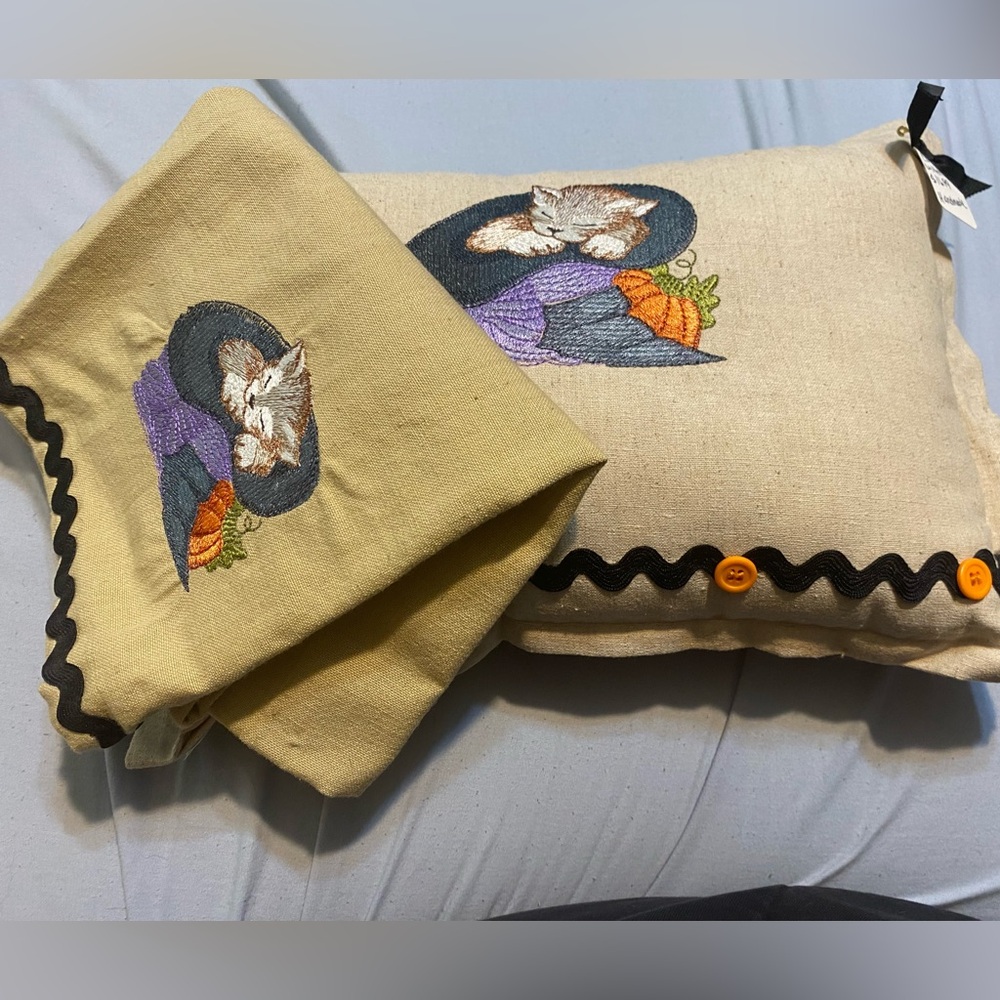 Embroidered Cat Kitchen Towel